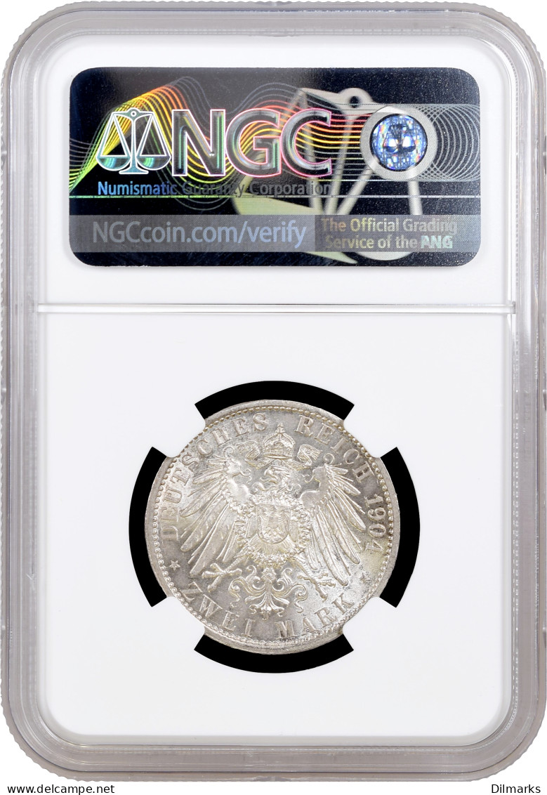Hesse-Darmstadt 2 Mark 1904, NGC MS64, &quot;400th Anniversary - Birth Of Philip I&quot; - 2, 3 & 5 Mark Argento