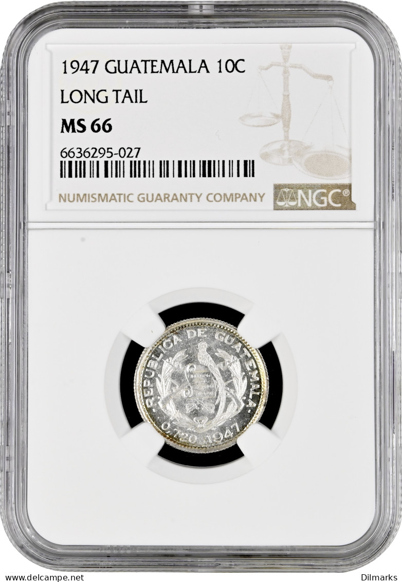 Guatemala 10 Centavos 1947, NGC MS66, &quot;Republic Of Guatemala (1925 - 1948)&quot; - Guatemala