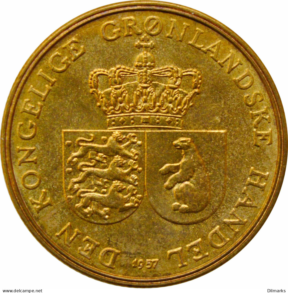 Greenland 1 Krone 1957 CS, UNC, &quot;Danish State (1953 - 1979)&quot; - Groenland