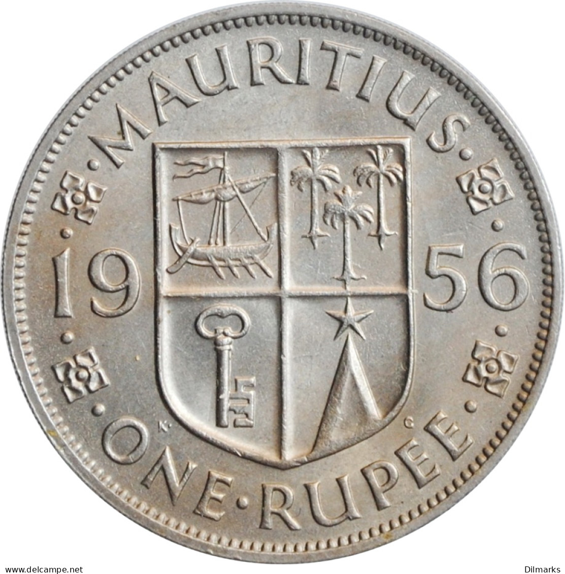 Mauritius 1 Rupee 1956, BU, &quot;Queen Elizabeth II (1953 - 1986)&quot; - Maurice