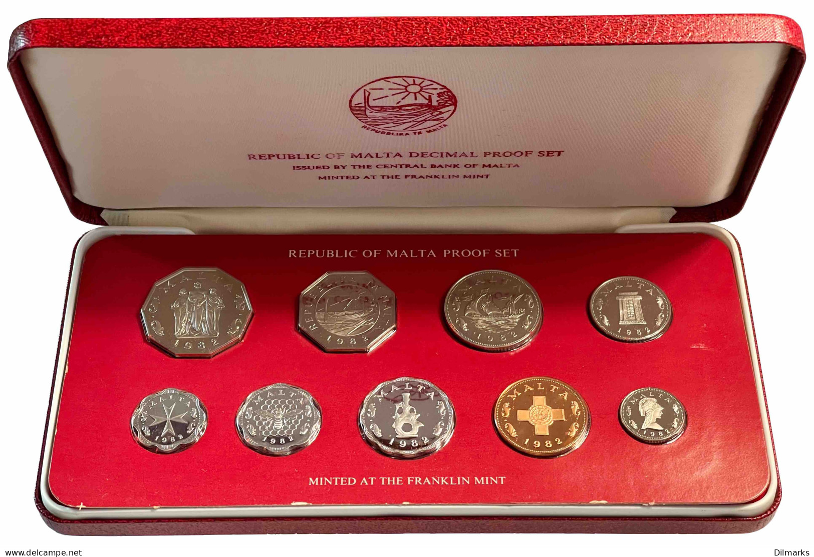 Malta 1 -50 Cents, 2 - 5 Mils 1982, PROOF SET, &quot;10th Anniver. Of Decimalization&quot; - Malte