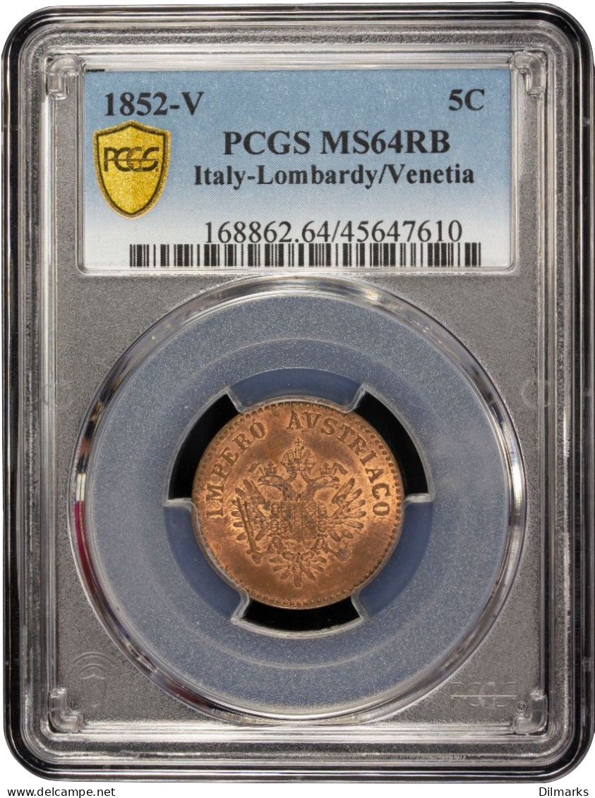 Lombardy-Venetia 5 Centesimi 1852 V, PCGS MS64 RB, &quot;Franz Joseph I (1848-1866)&quot; - Litauen