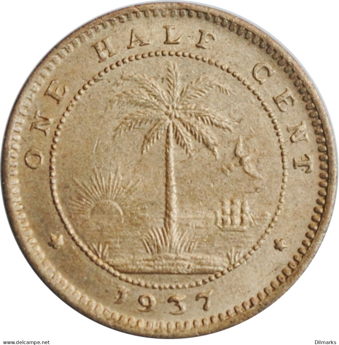 Liberia 1/2 Cent 1937, UNC, &quot;Republic Of Liberia (1937 - 2015)&quot; - Liberia
