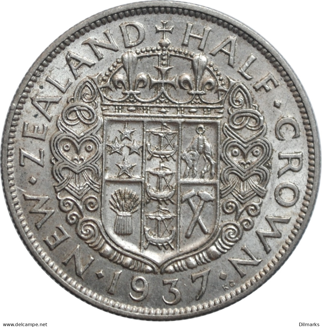 New Zealand 1/2 Crown 1937, XF, &quot;King George VI (1937 - 1952)&quot; - New Zealand