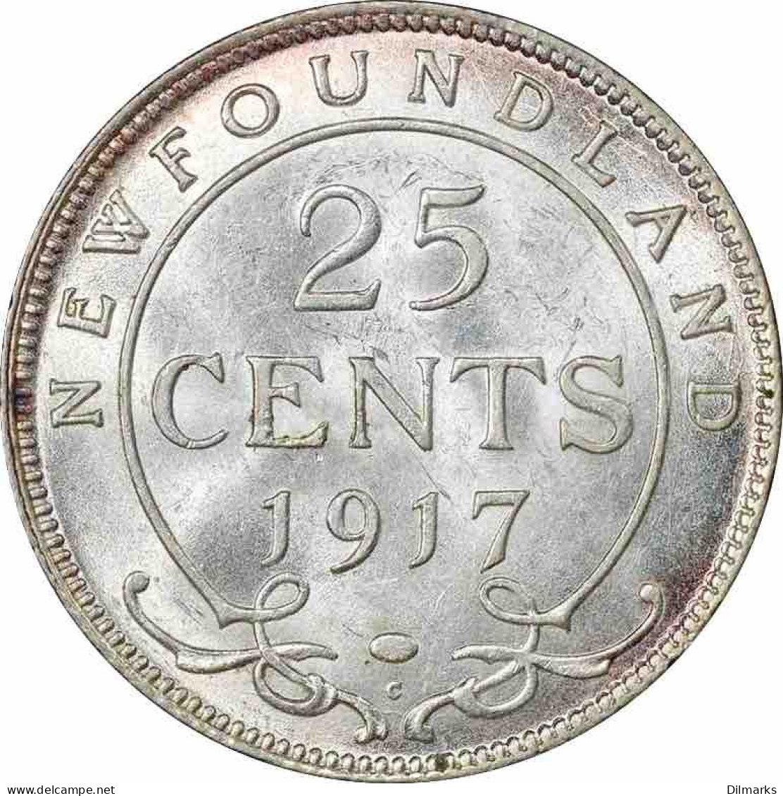 Newfoundland 25 Cents 1917 C, PCGS MS62, &quot;Dominion (1865 - 1949)&quot; - Nouvelle-Zélande