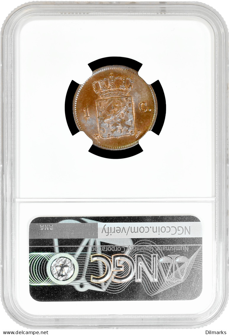Netherlands 1 Cent 1876, NGC MS65 BN, &quot;King William III (1849 - 1890)&quot; - Autres – Afrique