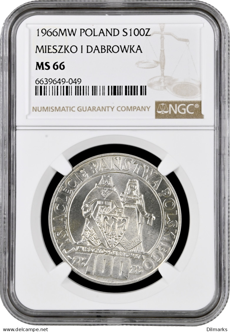 Poland 100 Zlotych 1966, NGC MS66, &quot;Polish Millennium&quot; - Pologne