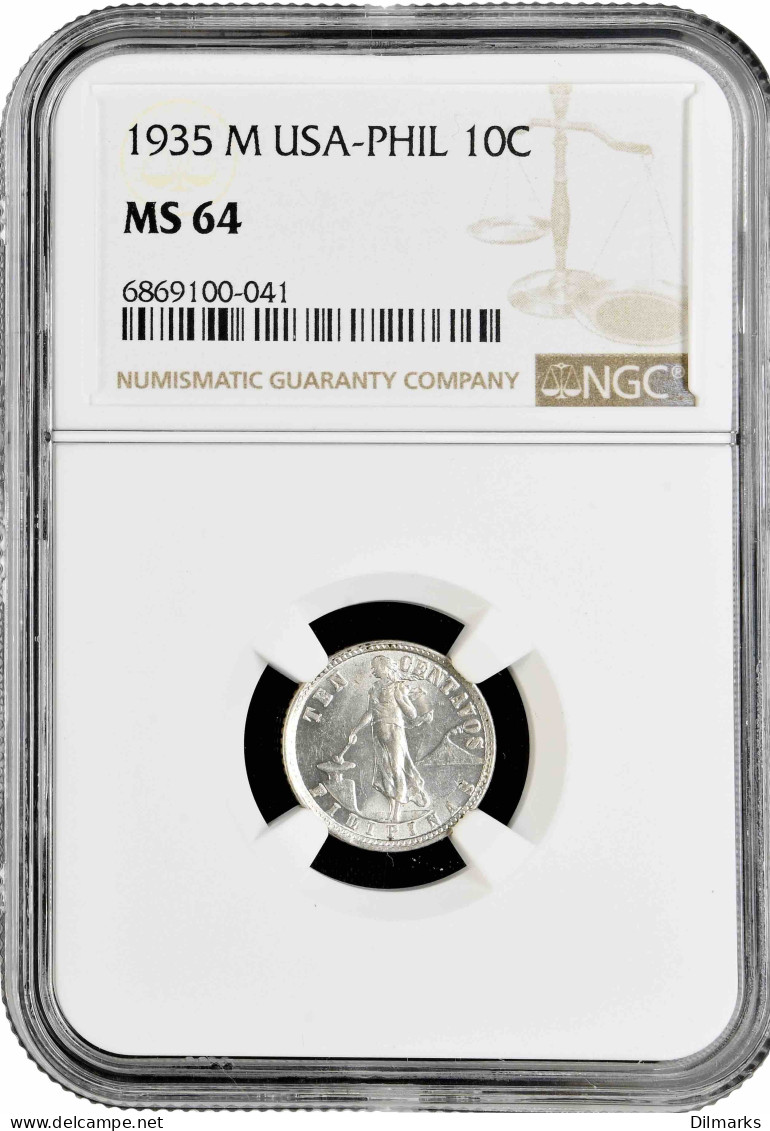 Philippines 10 Centavos 1935 M, NGC MS64, &quot;U.S. Administration (1903 - 1945)&quot; - Philippines