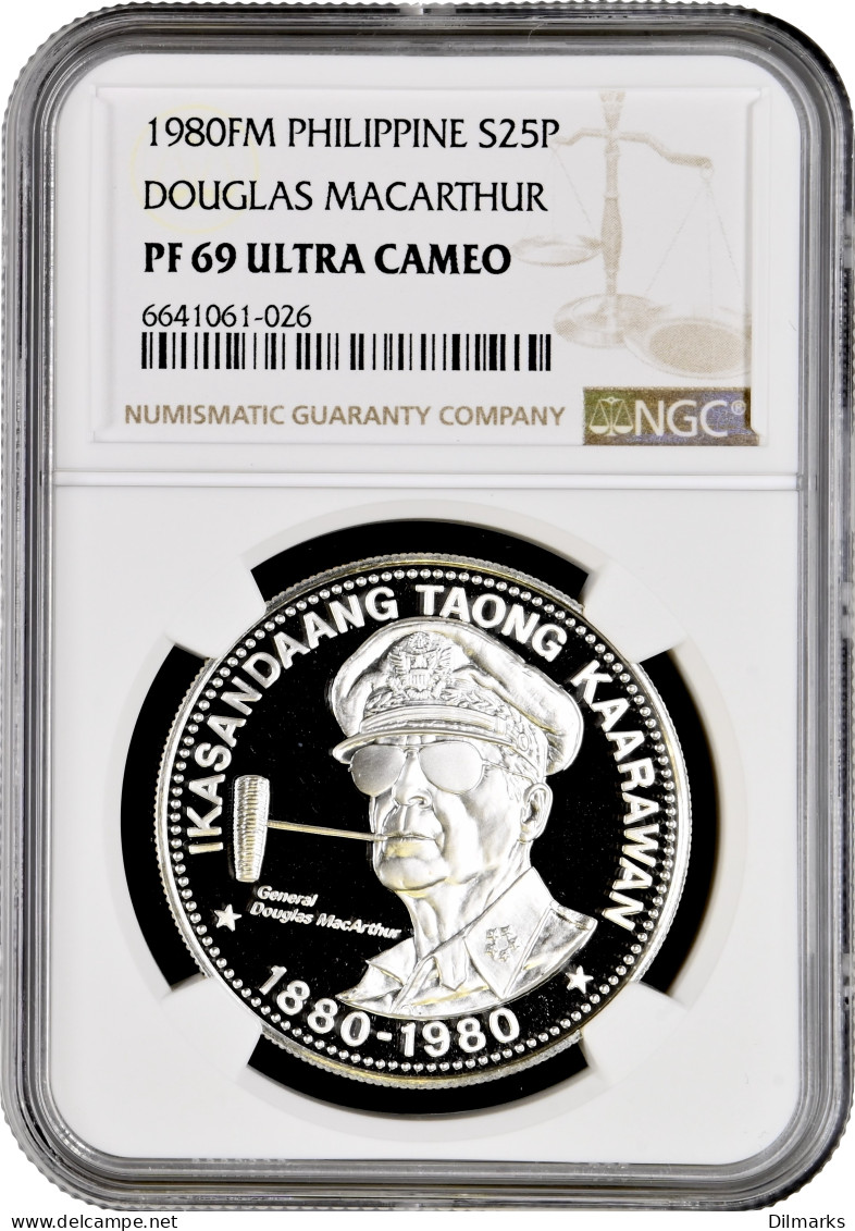 Philippines 25 Piso 1980, NGC PF69 UC, &quot;General Douglas MacArthur&quot; - Philippines