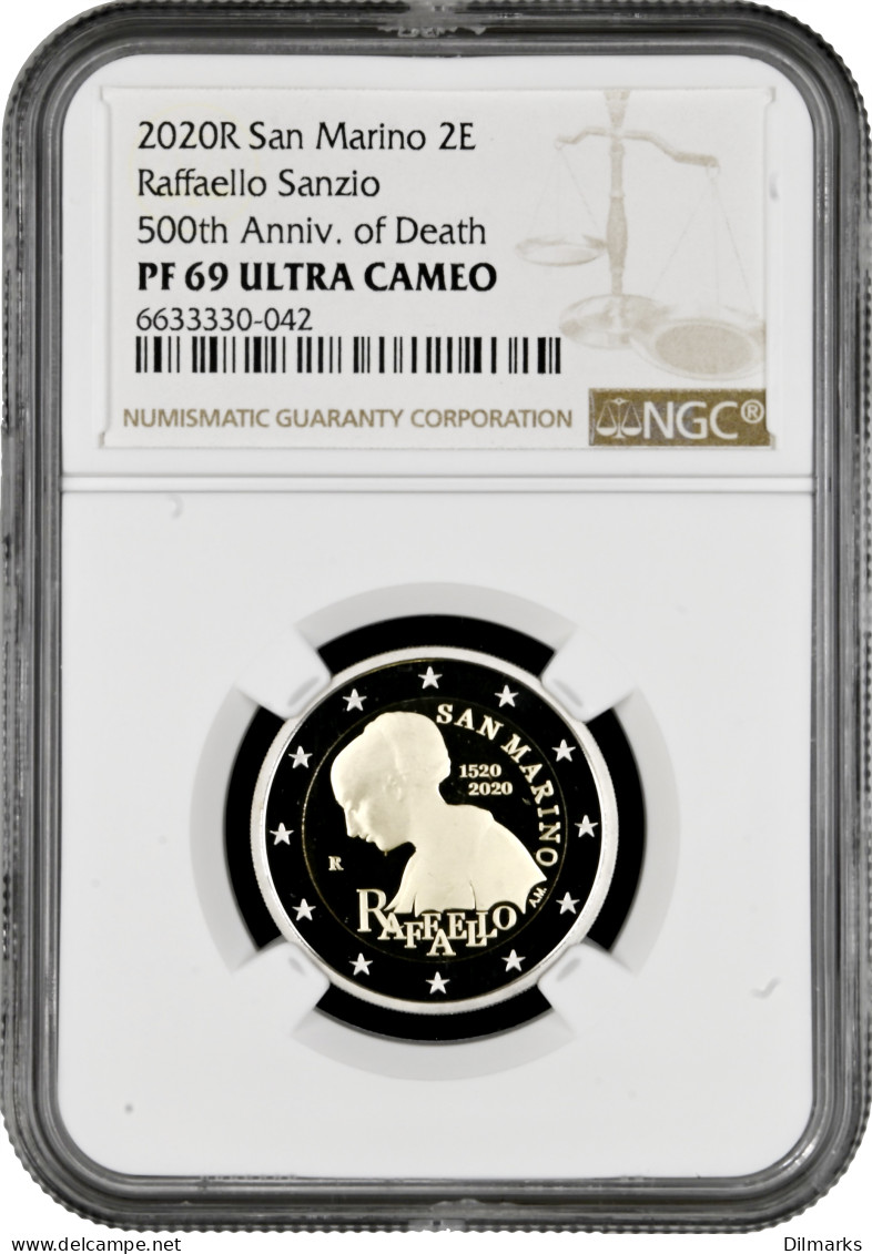 San Marino 2 Euro 2020, NGC PF69 UC, &quot;500th Anniver. - Death Of Raphael&quot; Top Pop - Saint-Marin