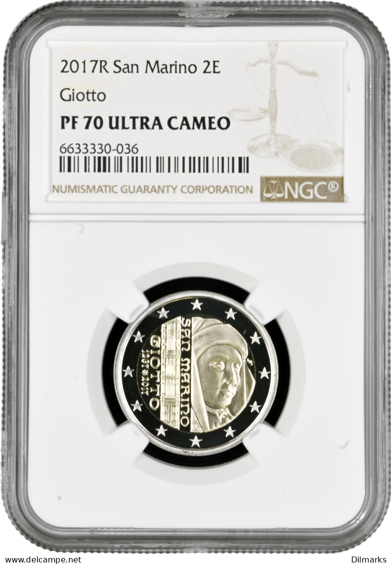 San Marino 2 Euro 2017, NGC PF70 UC, &quot;750th Anniver. - Birth Of Giotto&quot; Top Pop - San Marino