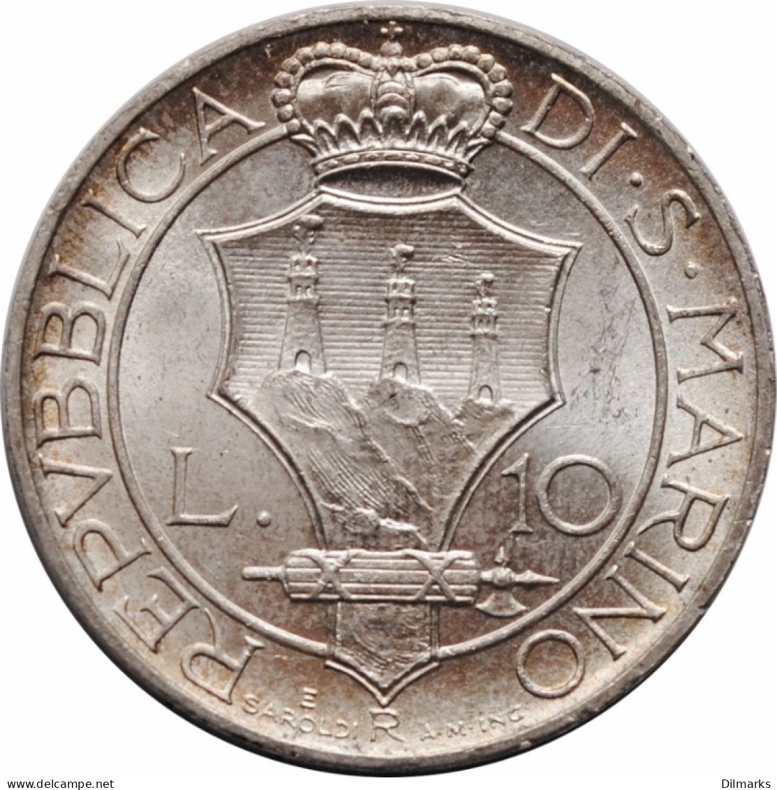 San Marino 10 Lire 1937 R, NGC MS65, &quot;Republic Of San Marino (1864 - 1938)&quot; - San Marino