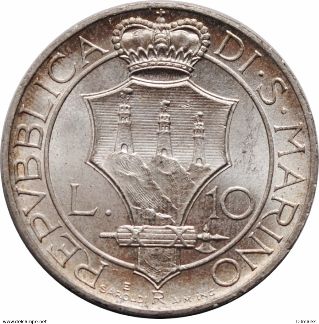 San Marino 10 Lire 1937 R, NGC MS65, &quot;Republic Of San Marino (1864 - 1938)&quot; - Saint-Marin