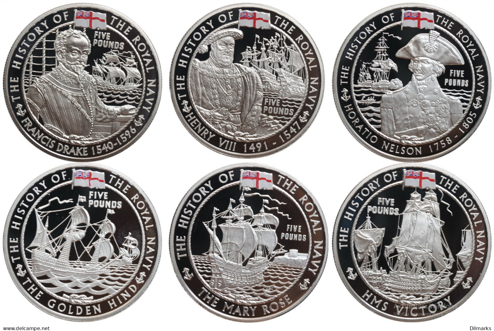 Royal Mint (Alderney, Jersey, Guernsey) 5 Pounds 2009, PROOF SET, &quot;The History Of The Royal Navy&quot; - Colonie