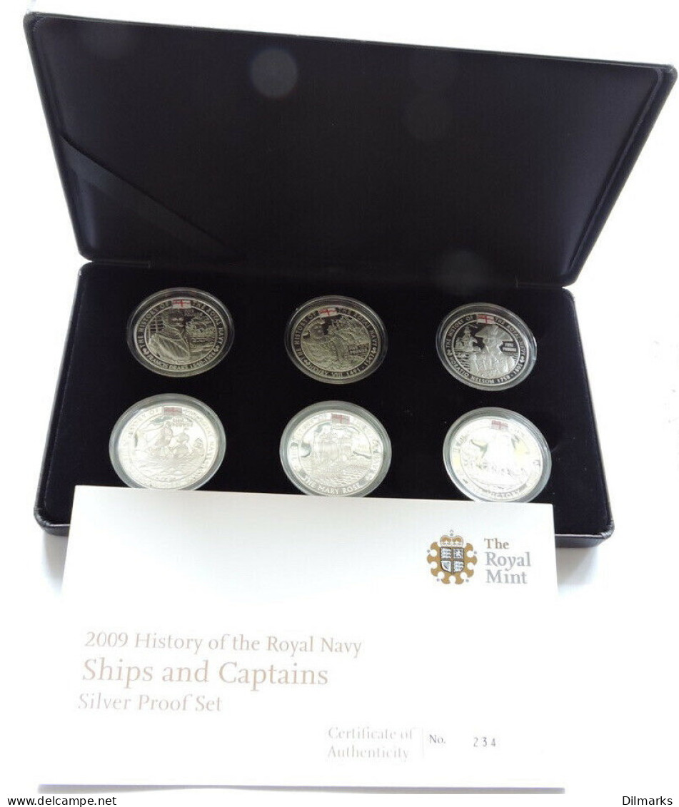 Royal Mint (Alderney, Jersey, Guernsey) 5 Pounds 2009, PROOF SET, &quot;The History Of The Royal Navy&quot; - Colonias