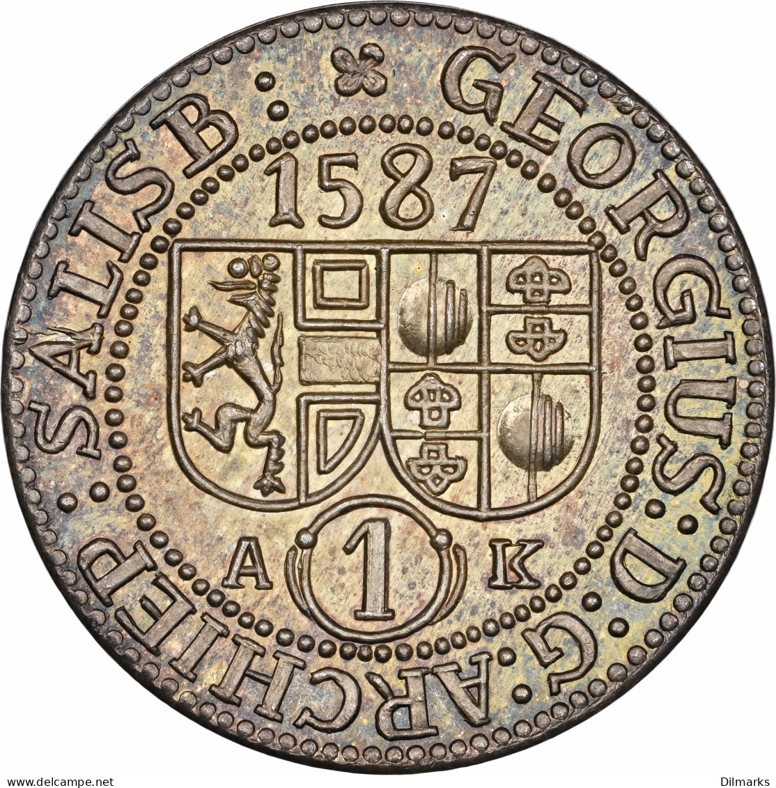 Salzburg 1 Kreuzer 1587, NGC MS66, &quot;Anton Koppenwallner Issue 1928&quot; Top Pop - Austria