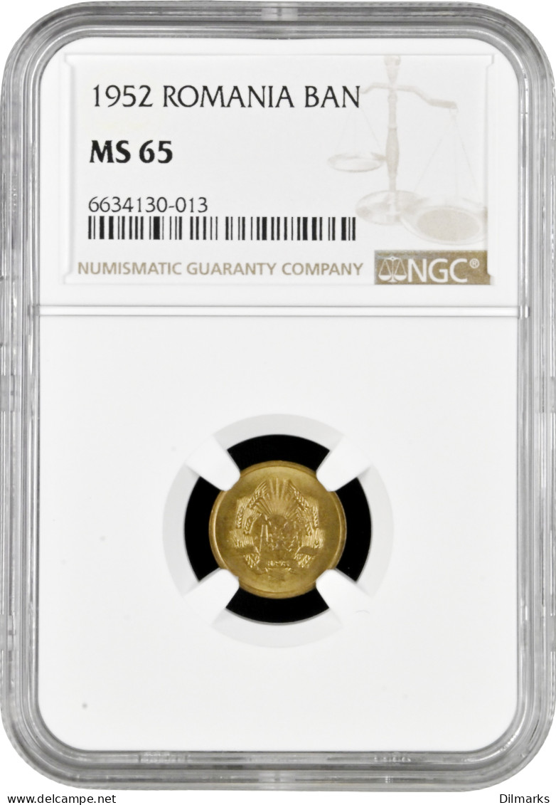 Romania 1 Ban 1952, NGC MS65, &quot;Socialist Republic (1948 - 1989)&quot; - Romania