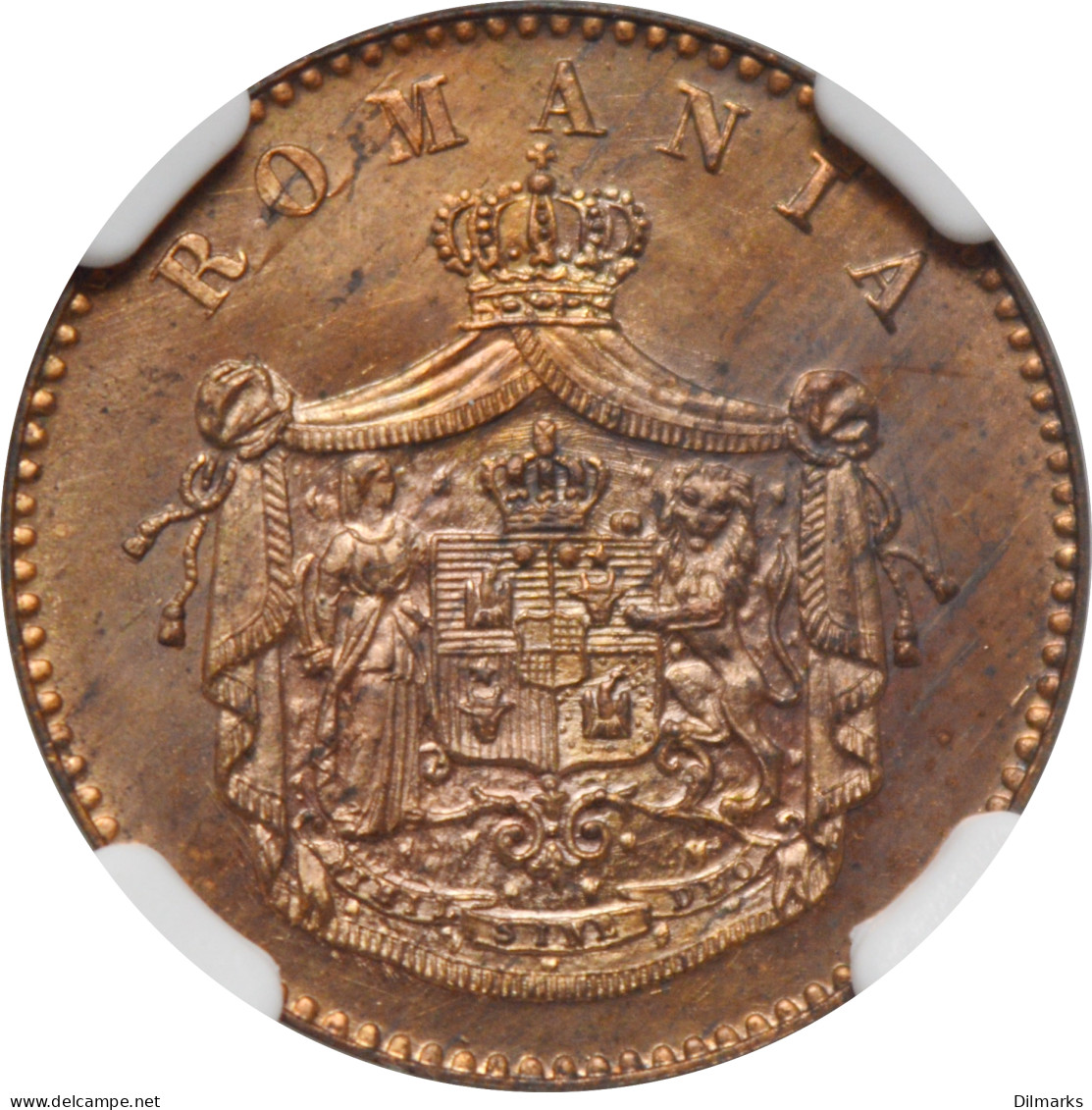 Romania 2 Bani 1867 HEATON, NGC MS64 RB, &quot;Domnitor Carol I (1866 - 1881)&quot; - Autres – Afrique