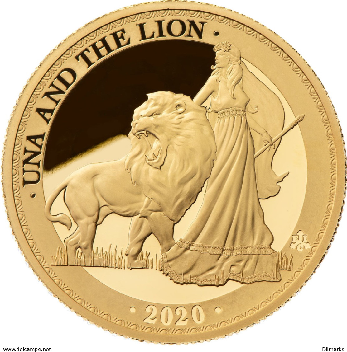 St. Helena 5 Pound 2020, PROOF 1oz Gold, &quot;Una And The Lion&quot; - Colonias