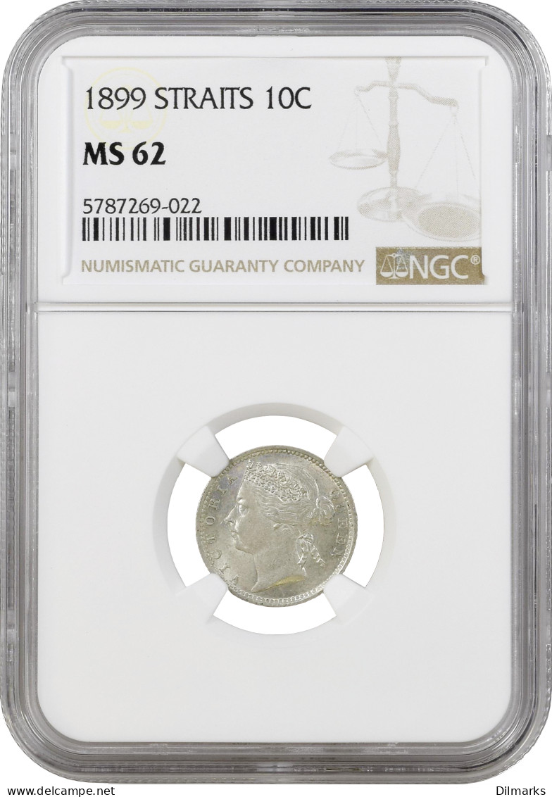 Straits Settlements 10 Cents 1899, NGC MS62, &quot;Queen Victoria (1845 - 1901)&quot; - Kolonien