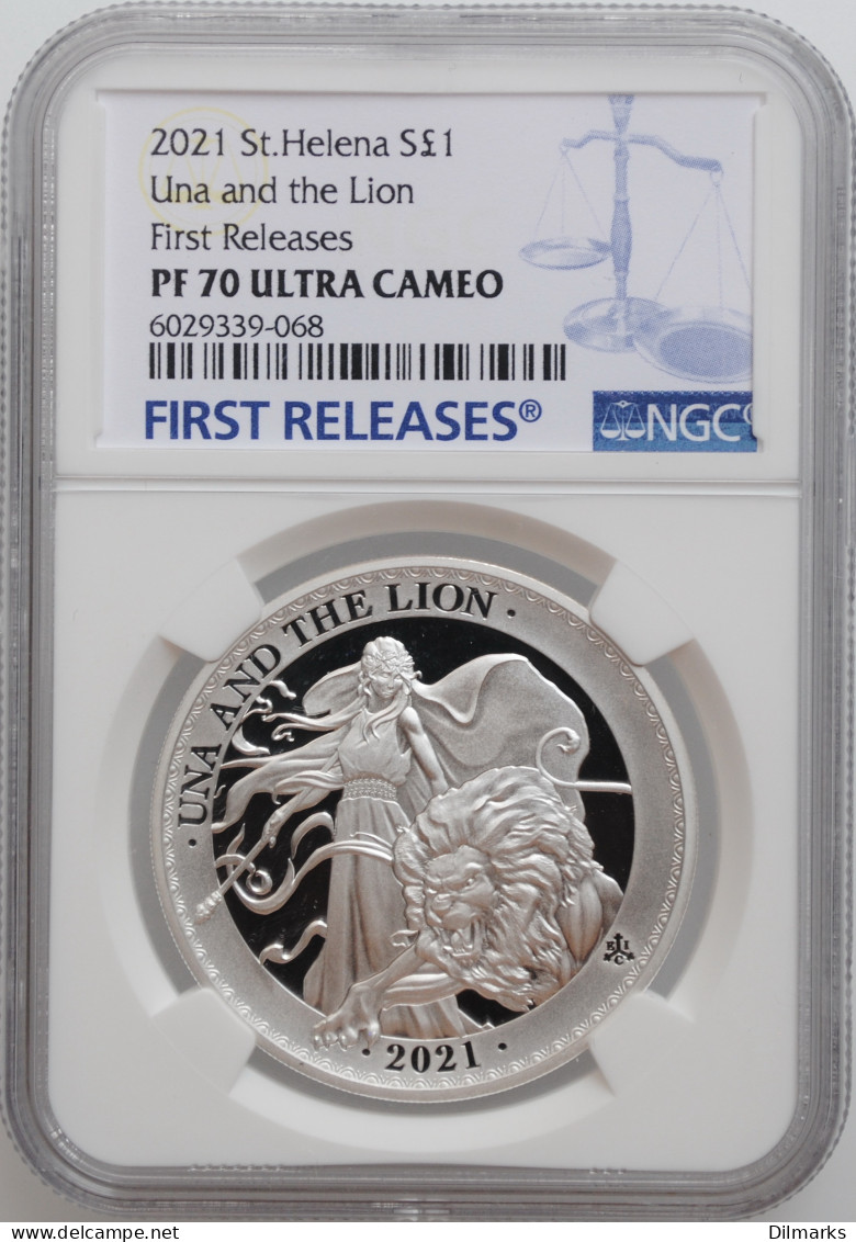 St. Helena 1 Pound 2021, NGC PF70 UC, &quot;Una And The Lion&quot; - Autres – Afrique