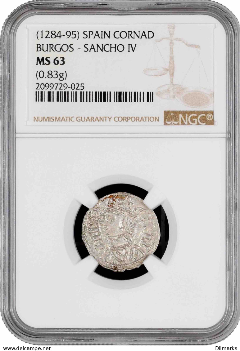 Spain, Castile And Leon 1 Dinero 1286-1288, NGC MS63, &quot;Sancho IV (1284 - 1295)&quot; - Other & Unclassified