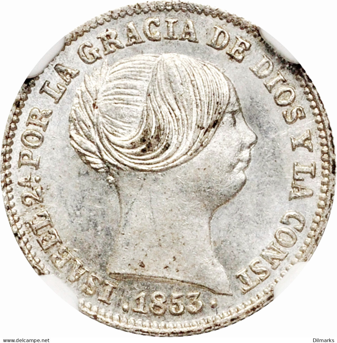 Spain 1 Real 1853, NGC MS64, &quot;Queen Isabel II (1847 - 1864)&quot; - Autres – Afrique