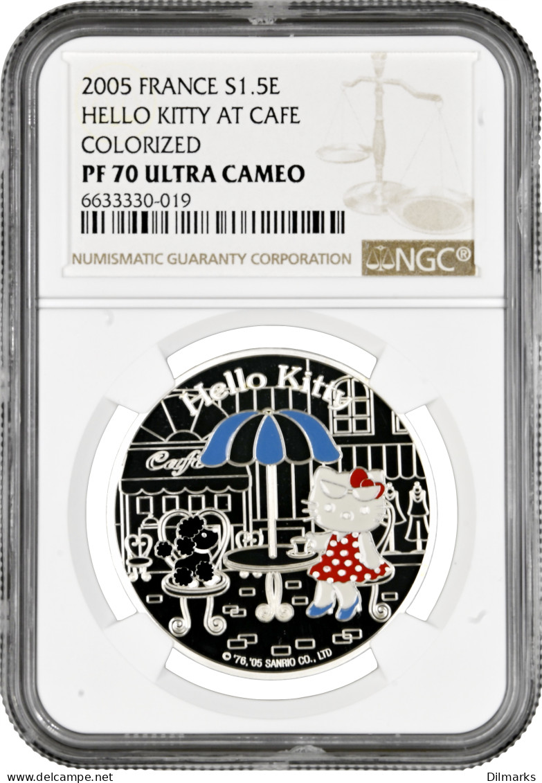 France 1 1/2 Euro 2005, NGC PF70 UC,, &quot;Kitty And Poodle At Table At Café&quot; TopPop - Altri & Non Classificati