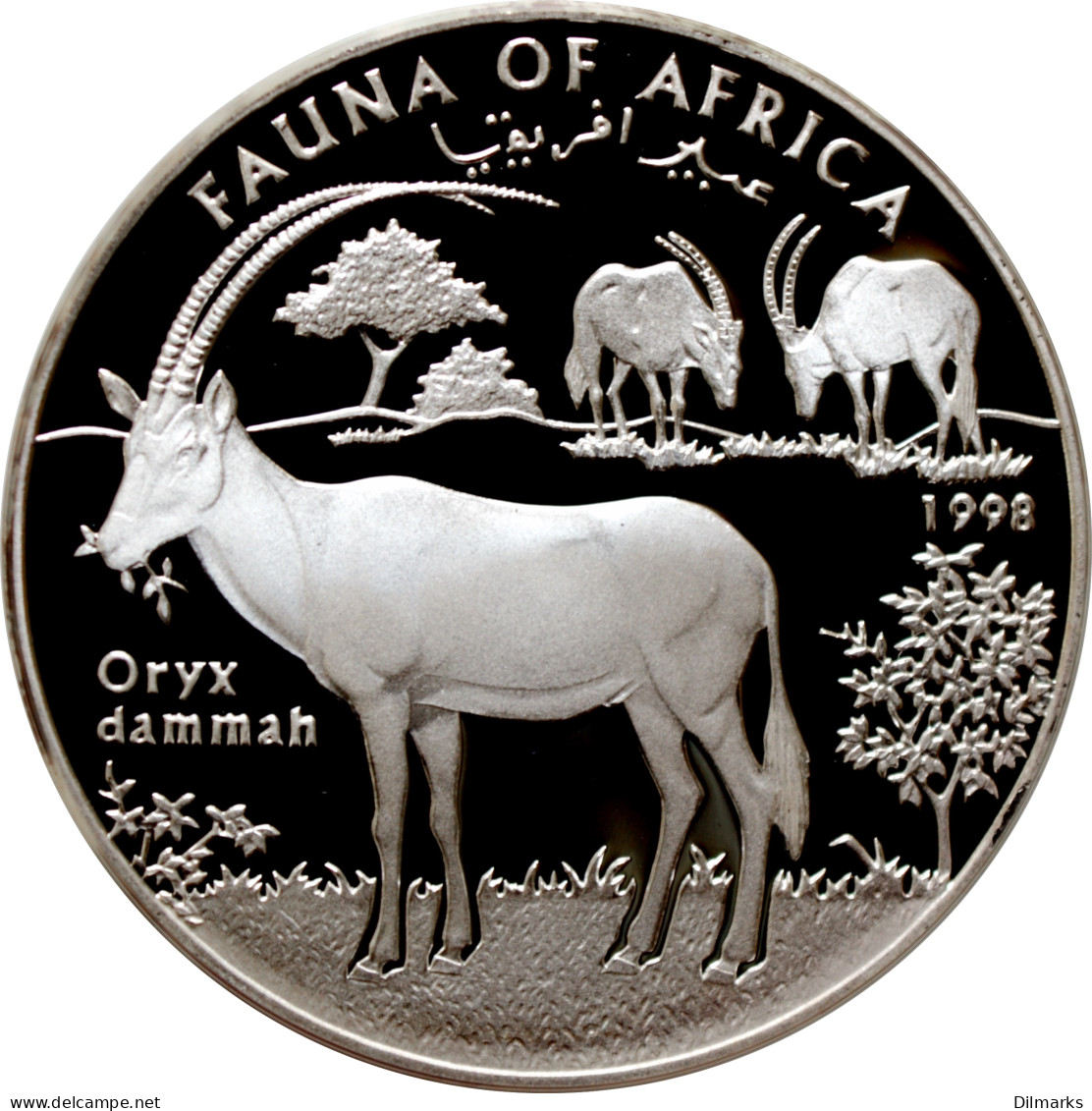 Somalia 10.000 Shillings 1998, PROOF, &quot;Fauna Of Africa - Oryx Dammah&quot; - Somalia