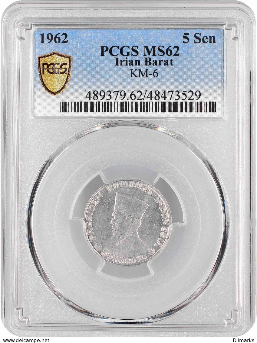 Indonesia 5 Sen 1962, PCGS MS62, &quot;Riau Archipelago (1957 - 1962)&quot; - Indonesië