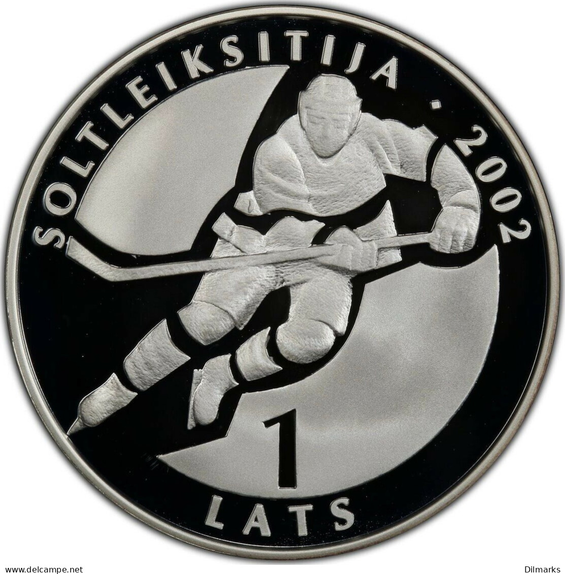 Latvia 1 Lats 2001, PCGS PR69, &quot;XIX Winter Olympics, Salt Lake City - Hockey&quot; - Letland