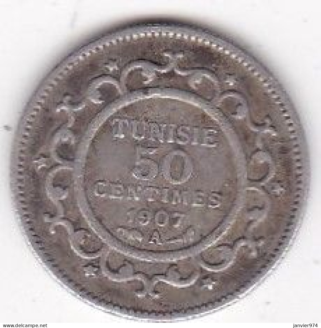 Protectorat Français 50 Centimes 1907 A Paris , En Argent , Lec# 152 - Tunesien