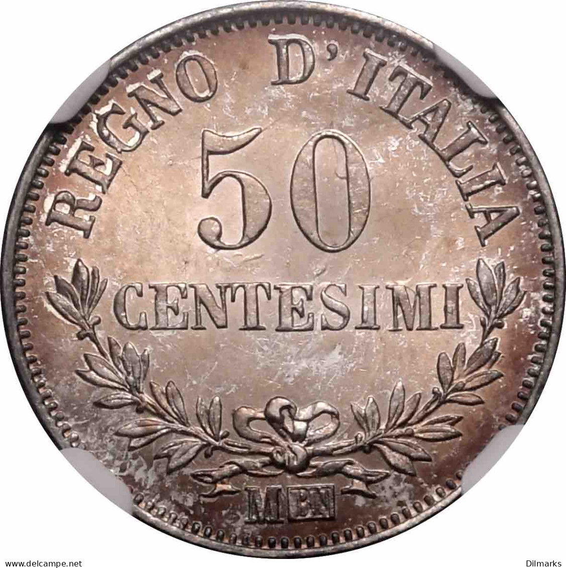 Italy 50 Centesimi 1867 M BN, NGC MS64, &quot;Vittorio Emanuele II (1861 - 1878)&quot; - Israel