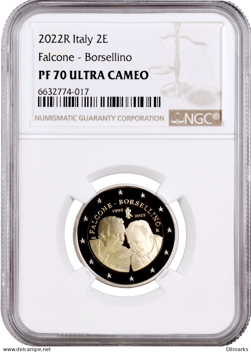 Italy 2 Euro 2022, NGC PF70 UC, &quot;Giovanni Falcone And Paolo Borsellino&quot; Top Pop - Israël