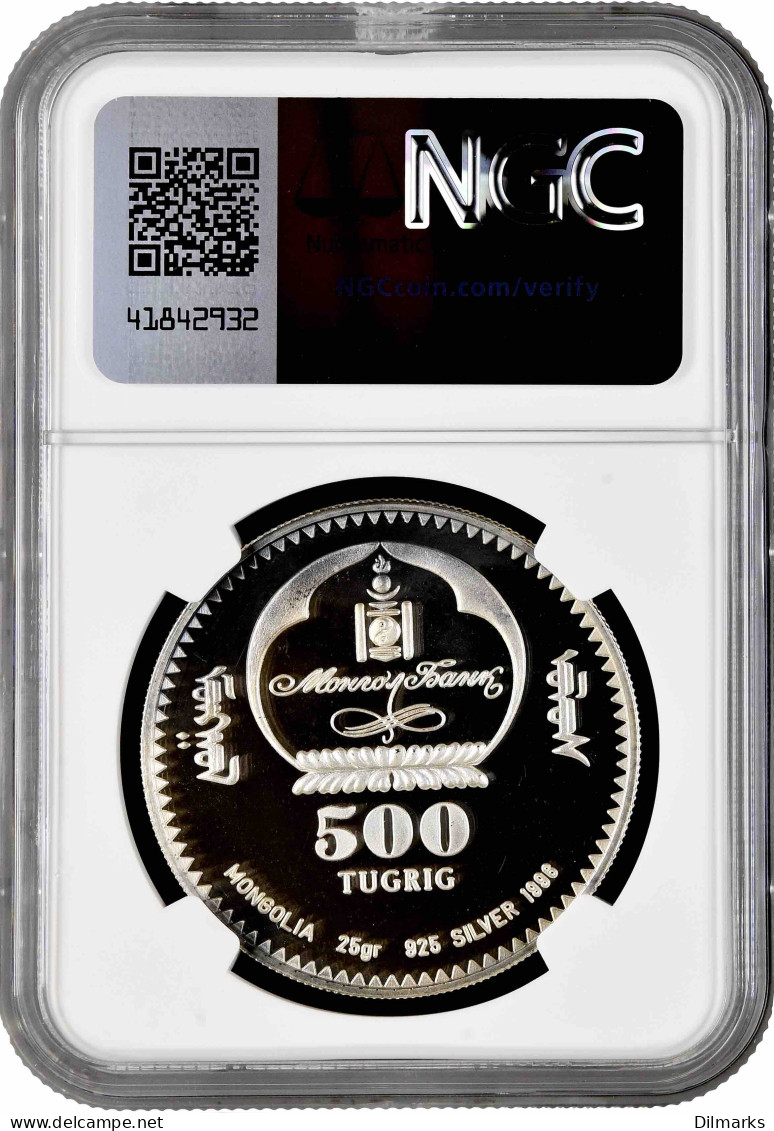 Mongolia 500 Togrog 1996, NGC PF68 UC, &quot;Camel /Cameleus Ferus/&quot; Silver Coin - Mongolie