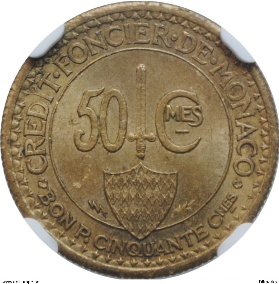 Monaco 50 Centimes 1926, NGC MS63, &quot;Prince Louis II (1922 - 1949)&quot; - Autres – Afrique