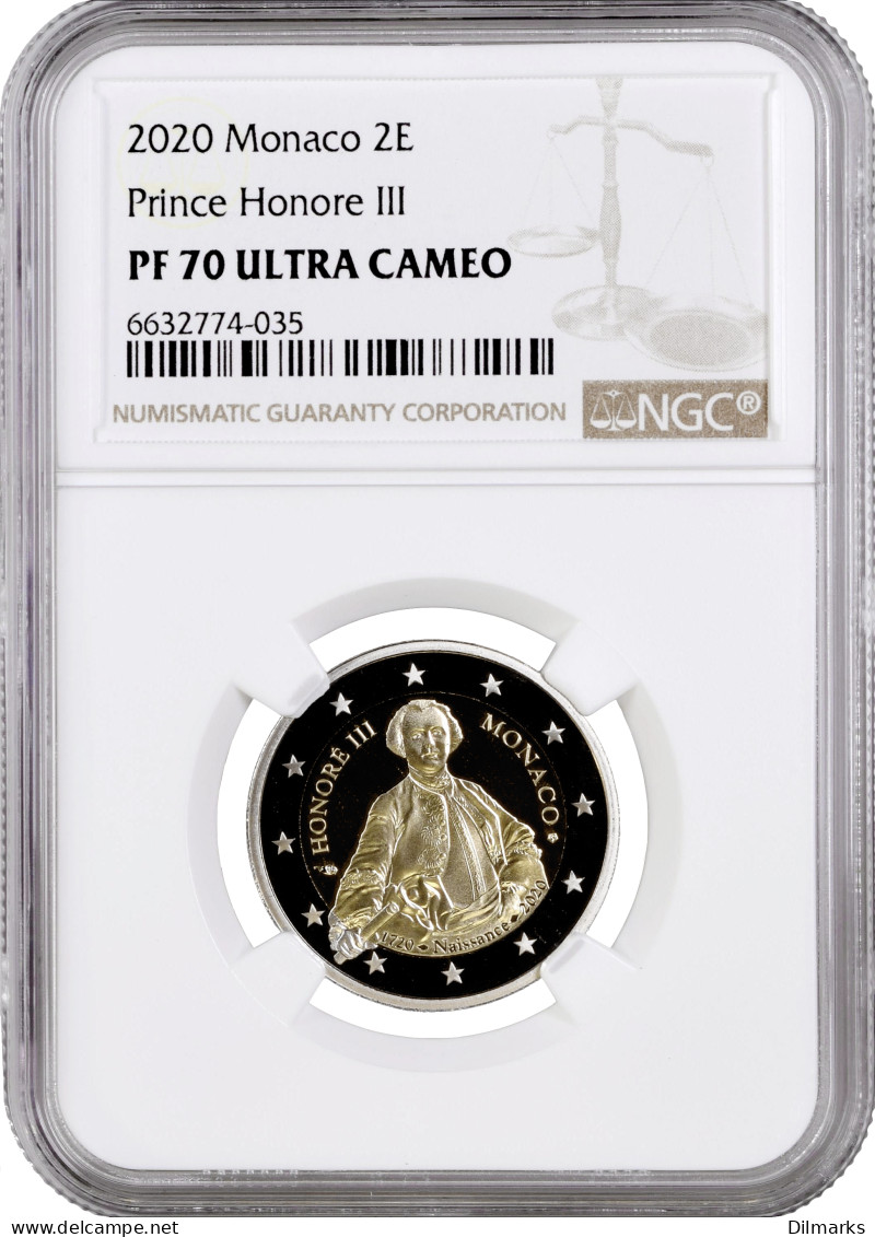 Monaco 2 Euro 2020, NGC PF70 UC, &quot;300th Anniver. - Birth Of Honoré III&quot; Top Pop - Other & Unclassified