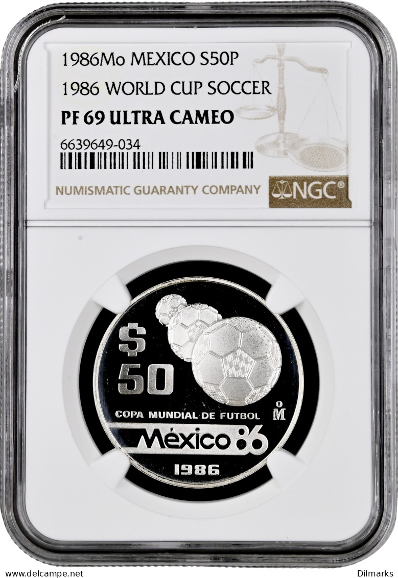 Mexico 50 Pesos 1986 Mo, NGC PF69 UC, &quot;1986 FIFA World Cup - Balls&quot; Top Pop - Mexiko