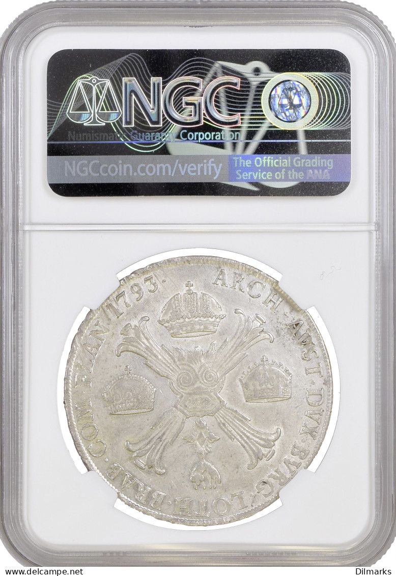 Milan 1 Kronenthaler 1793 M, NGC AU55, &quot;Duchy Of Milan (1776 - 1800)&quot; - Mexique