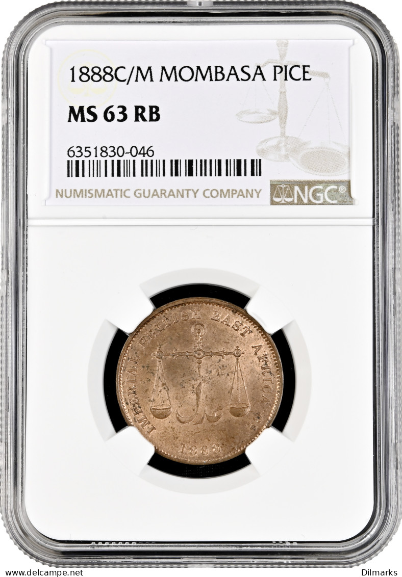 Mombasa 1 Pice 1888 CM, NGC MS63 RB, &quot;British East Africa Company (1888 - 1890)&quot; - Kolonien