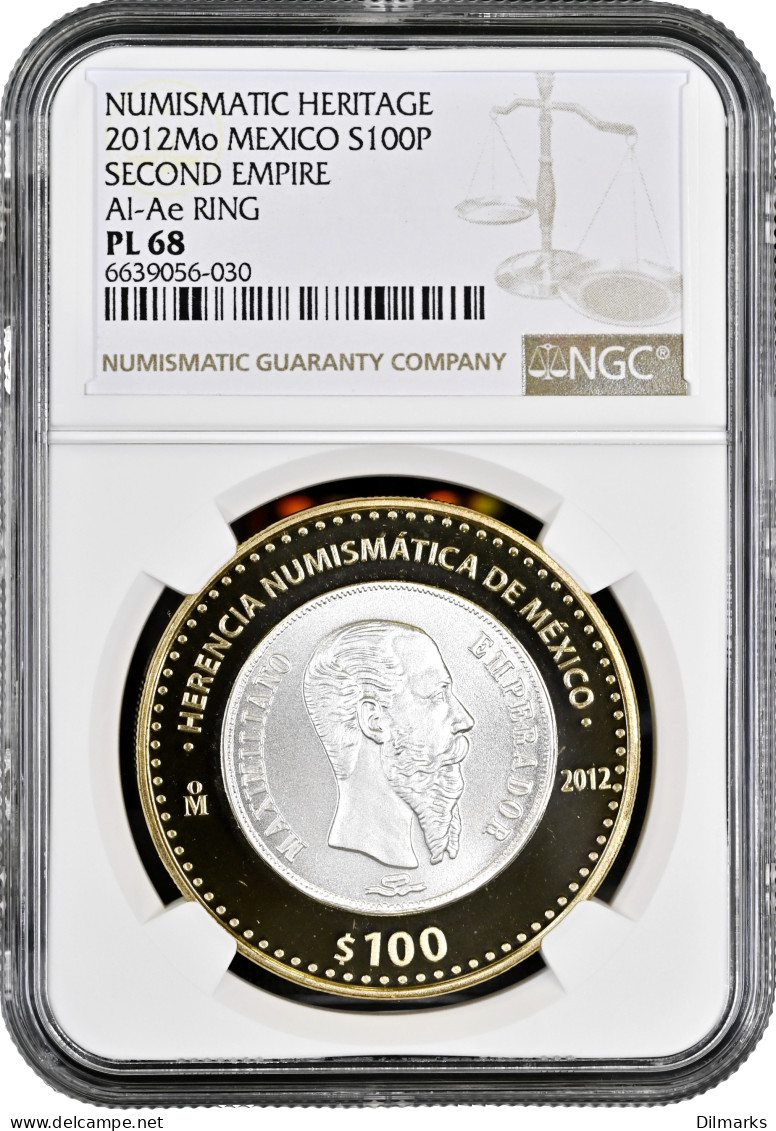 Mexico 100 Pesos 2012 Mo, NGC PL68, &quot;Second Empire, 1 Peso 1866&quot; - Andere - Afrika