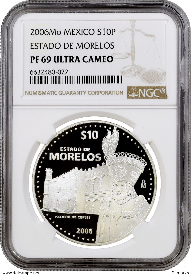 Mexico 10 Pesos 2006, NGC PF69 UC, &quot;180th Anniversary Of Federation - Morelos&quot; - Altri – Africa