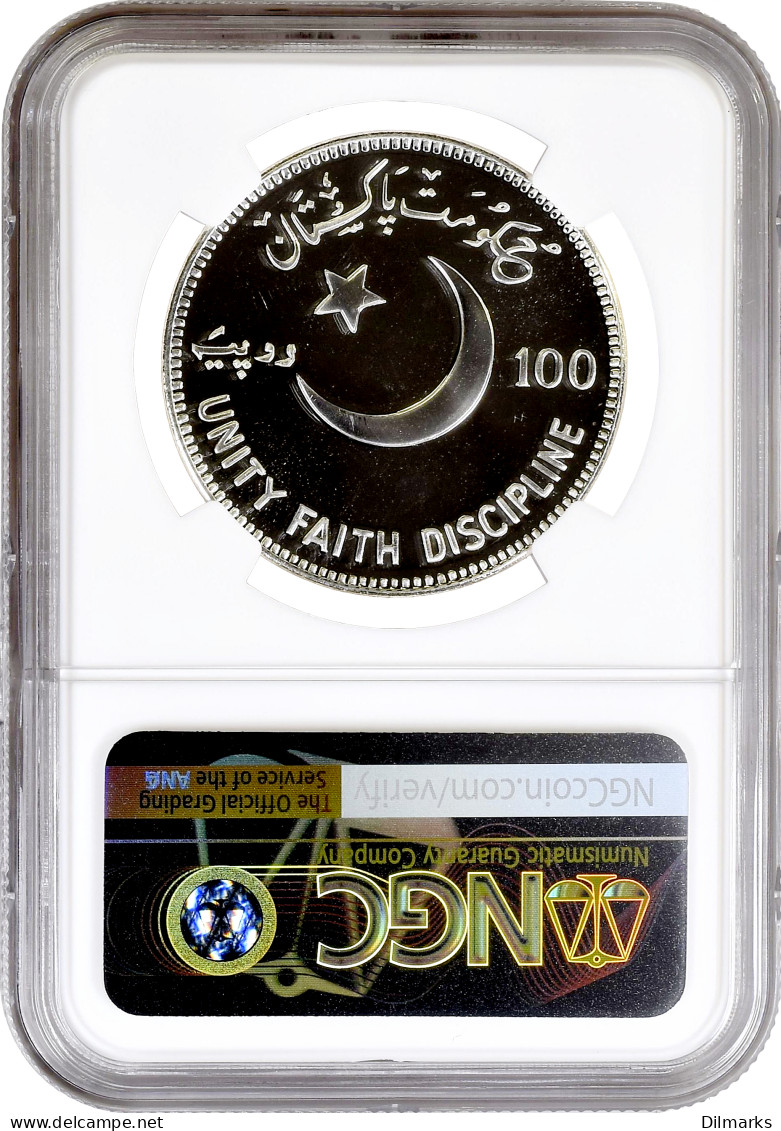 Pakistan 100 Rupees 1976, NGC MS66 DPL, &quot;100th Anniversary - Birth Of Mohammad Ali Jinnah&quot; - Altri – Africa