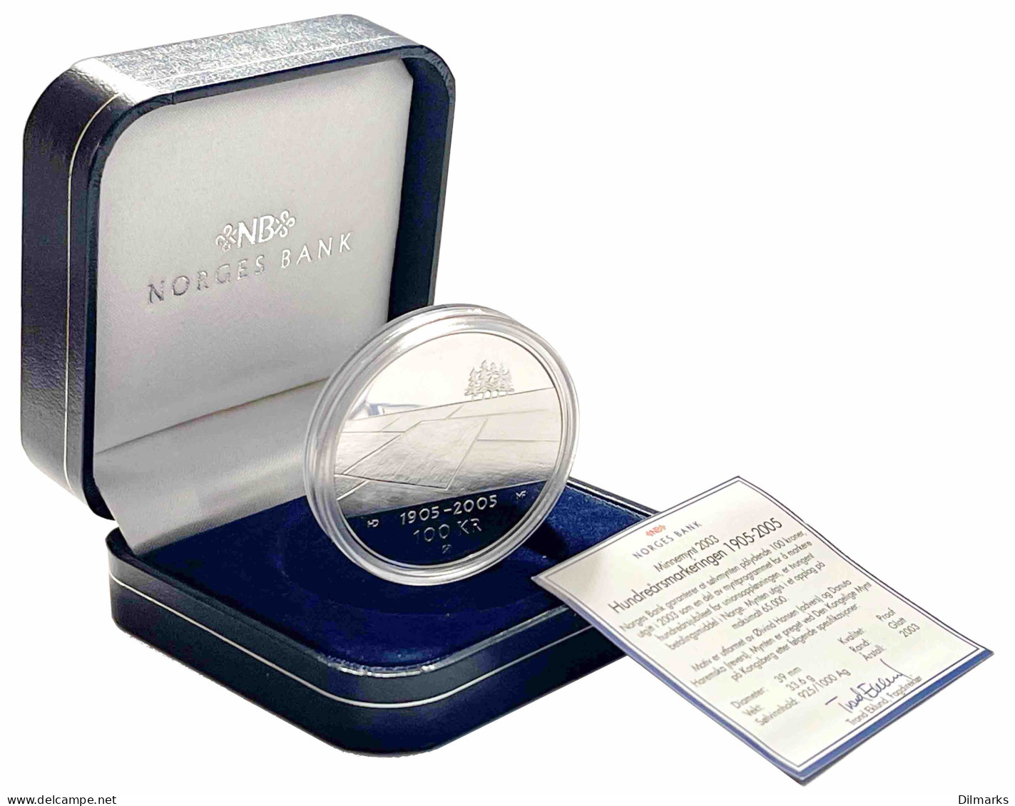 Norway 100 Kroner 2003, PROOF, &quot;100th Anniversary - Independence&quot; Silver Coin - Norway