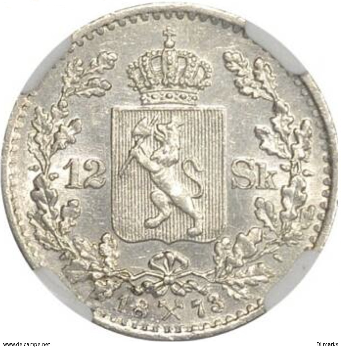 Norway 12 Skilling 1873, NGC MS61, &quot;King Oscar II (1872 - 1905)&quot; - Andere - Afrika