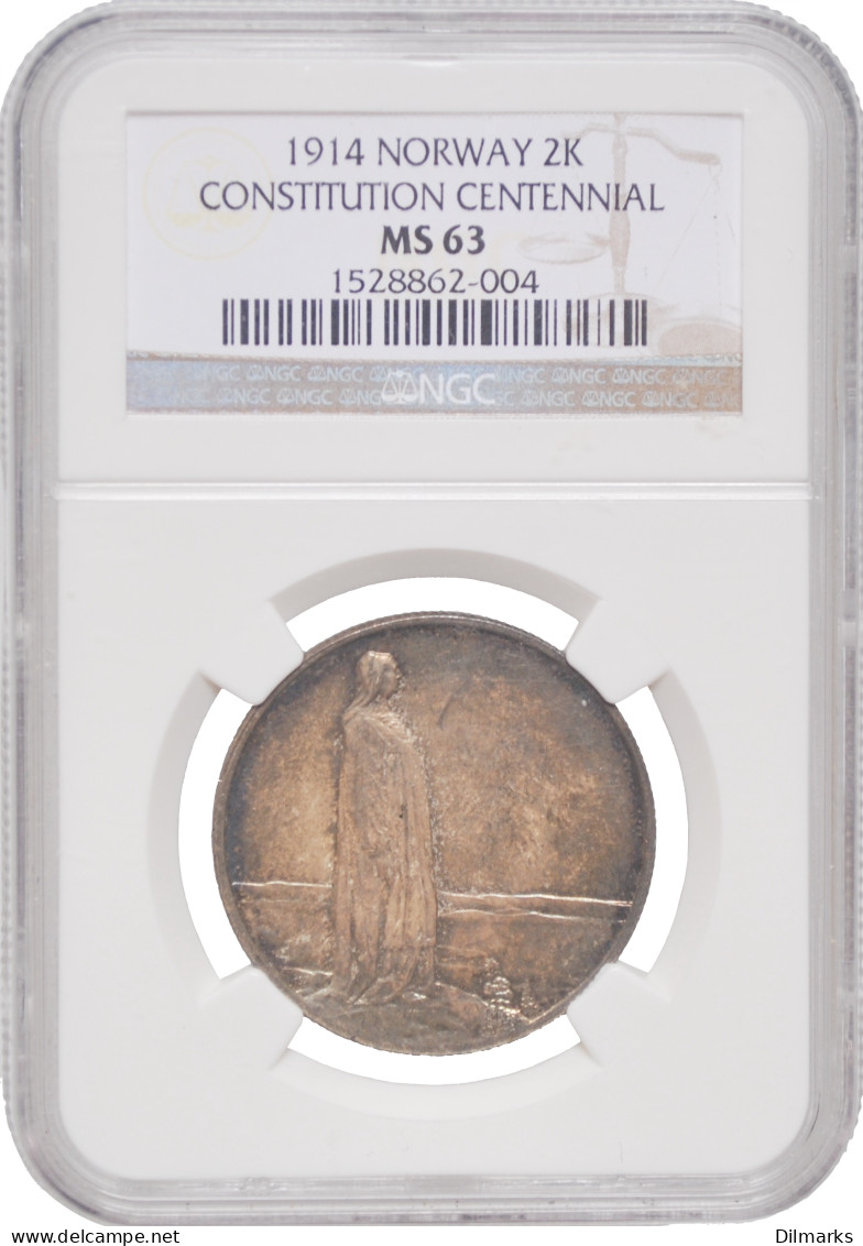 Norway 2 Kroner 1914, NGC MS63, &quot;100th Anniversary - Constitution Of Norway&quot; - Andere - Afrika