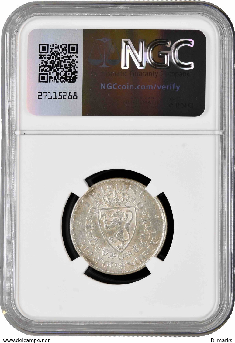 Norway 1 Krone 1917, NGC MS62, &quot;King Haakon VII (1906 - 1957)&quot; Silver Coin - Noruega