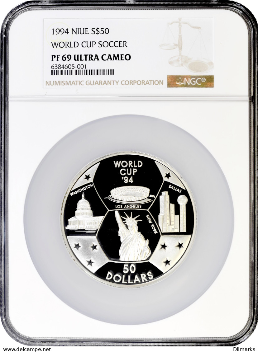 Niue 50 Dollars 1994, NGC PF69 UC, &quot;World Cup Soccer&quot; Top Pop - Niue