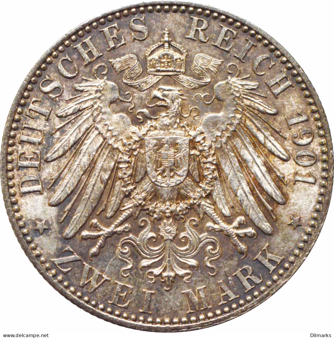 Prussia 2 Mark 1901 A, UNC, &quot;200th Anniversary - Kingdom Of Prussia&quot; Silver Coin - 2, 3 & 5 Mark Argent