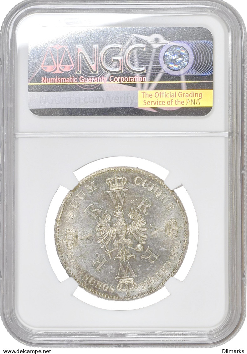 Prussia 1 Thaler 1861, NGC MS63+, &quot;Coronation Of Wilhelm And Augusta&quot; - Andere - Afrika
